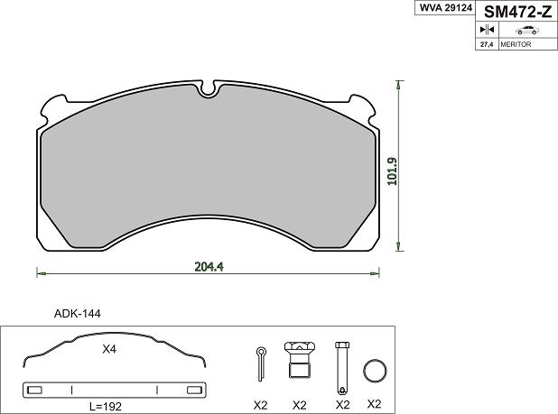   STEINHOF / 205*102*27 / MERITOR-DX195-ROR 29124ST