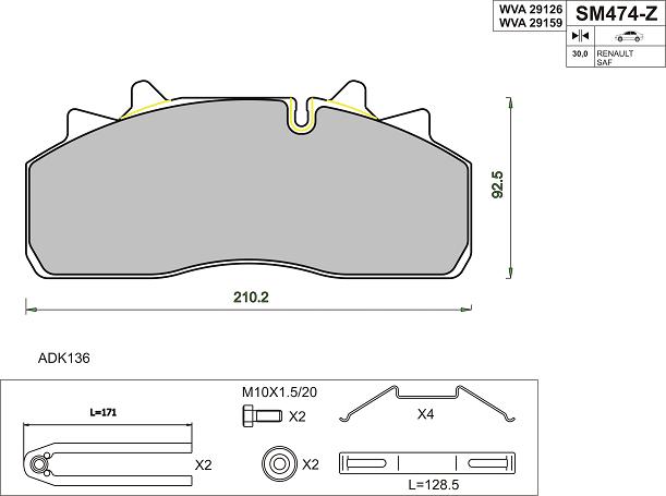   STEINHOF / 211*93*30 /  Wabco-19.5-SAF 29126ST