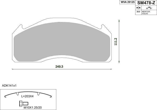   STEINHOF / 250*111*29 / MERITOR-Duco-VOLVO 29125ST