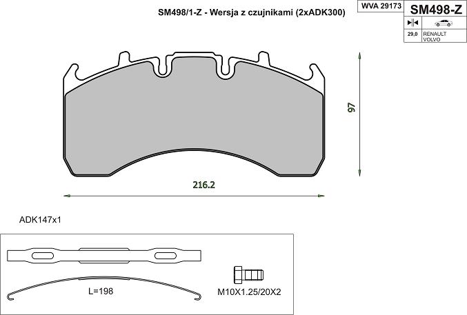   STEINHOF / 216*100*29 / Meritor-Elsa225-1--Volvo 29173ST